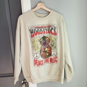 Woodstock Graphic Crewneck Sweater - Beige